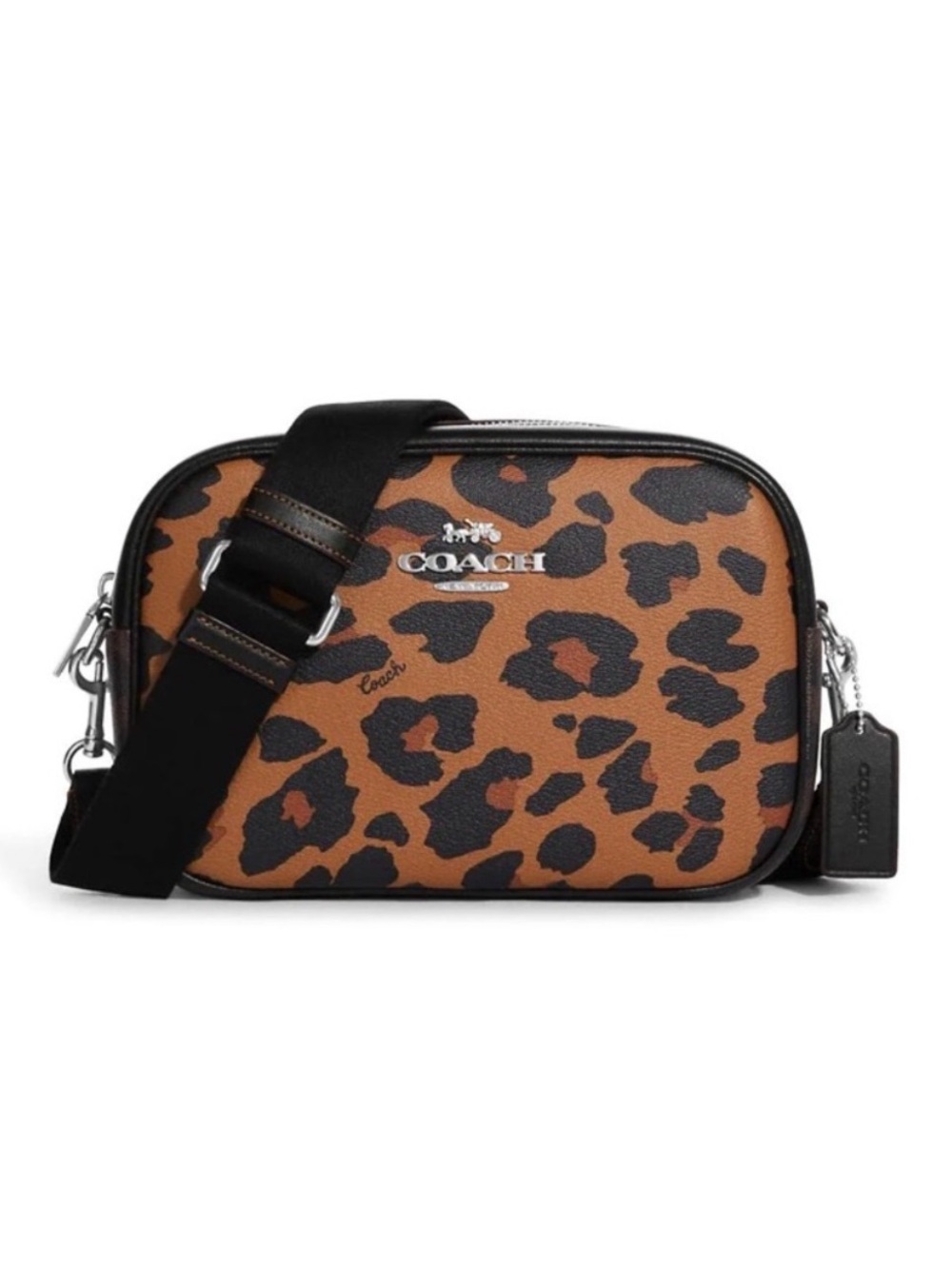 Coach Jamie Camera Crossbody Bag in Signature Canvas with Leopard Print.